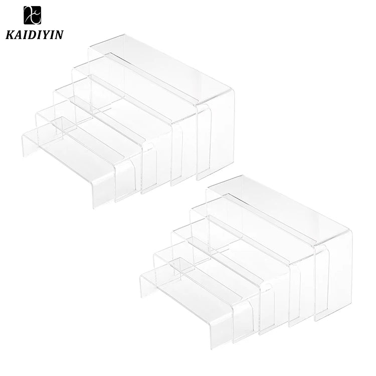 Customizable 5 Tier Transparent Acrylic Display Rack Set of Props for Shoes Storage and Store Display Stand