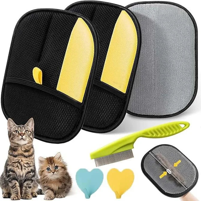 Anti-static Pet Grooming Gloves Made of Eco-friendly Brush Cloth with Customised Logo.