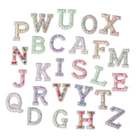 Hot Sale Fancy A-Z Per Set Handmade Self Adhesive Rhinestone Pearl Letter Alphabet Patches for Clothes Bag