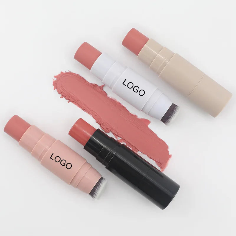 Waterproof Lightweight Long-Lasting Cream Blush and Cheek Blush Stick Packaging 2 in 1 Multi Chemical Blush Stick With Brushes