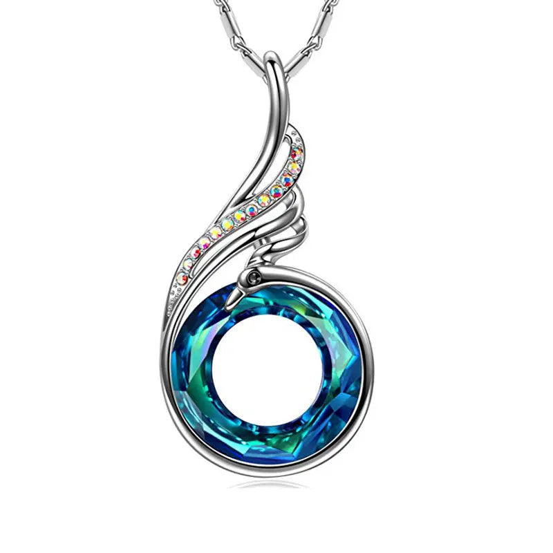 Colorful Phoenix Pendant Colorful Crystal With Alloy Necklace Mothers Day Designer Necklace Jewlllery