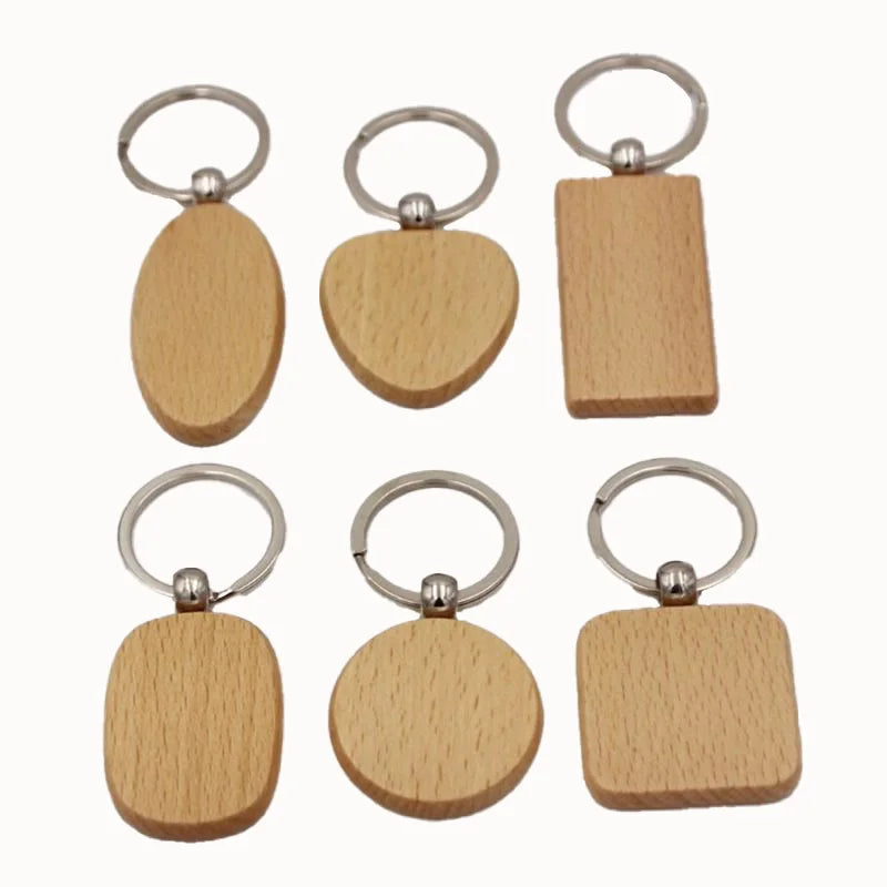 Custom Engraved Beech Wood Keychains Unique Personalized Wooden Gifts