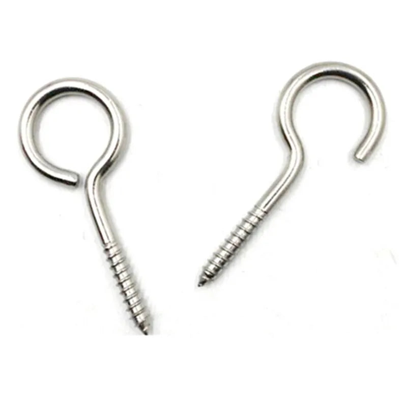 Stainless Steel Heavy Duty Structural Close Eye Hooks Bent Wire Lag Wood Thread Self Tapping Eye Screw