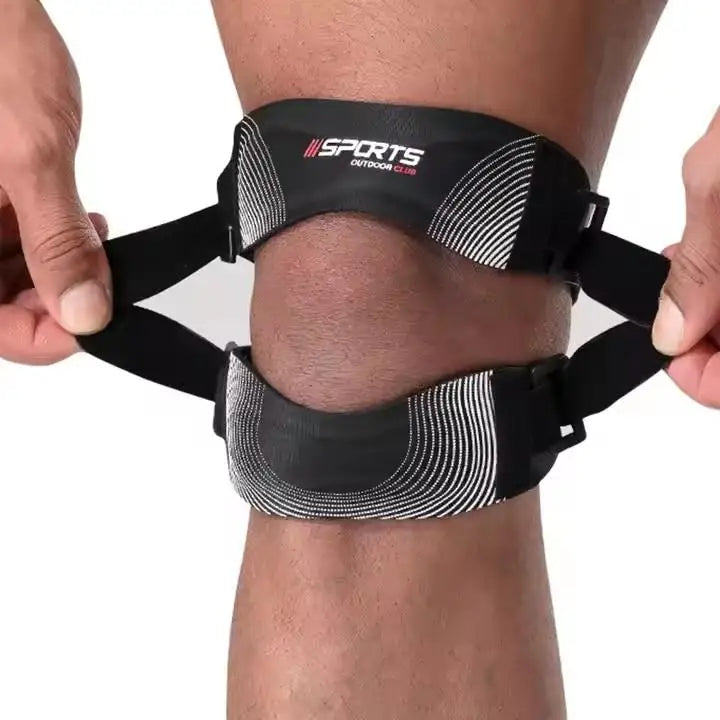 Adjustable Thick Silicone Shock Absorption Compression Portable Patella Tendon Support Strap with Gel Pads