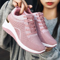 Spring and Autumn New High Rise Women Shoes Thick Heel Shoes Breathable Casual Sports Shoes