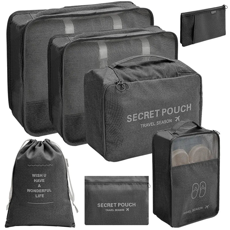 Private Label Custom Luggage Organizer Suitcase Polyester Waterproof 7pcs Storage Travel Packing Cubes Set