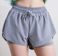2024 Flowy 2024 Women Workout Running Double Layer Shorts Yoga Gym Sport Pants with Liner High Waist Fitness Training Leggings