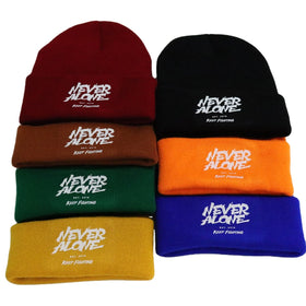 1pc NeverAlone Printing Hip-Pop Hats Personality Warm High Grade Cuffed Beanie for Teens Adults