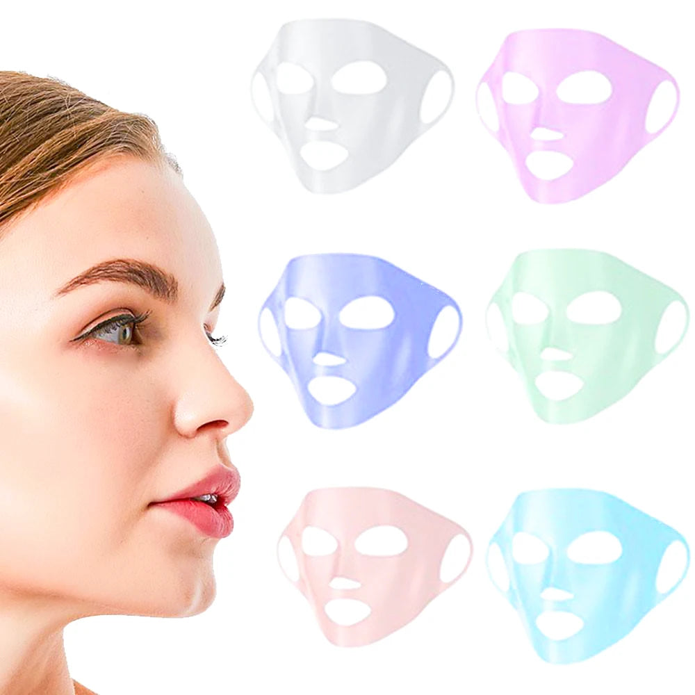 Reusable Vegan Silicone Sheet Face Mask with Ear Loops Washable & Firming for All Skin Types