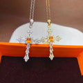 Factory Supply Women's 925 Sterling Silver 18K Gold & Rhodium Plated Natural Garnet Stone Pendant Necklace for Gift