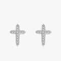 Ailmay Charm Cross Dazzling Clear Zircon Stud Earrings Solid 925 Sterling Silver Classic Earring for Fine Female Fashion Jewelry