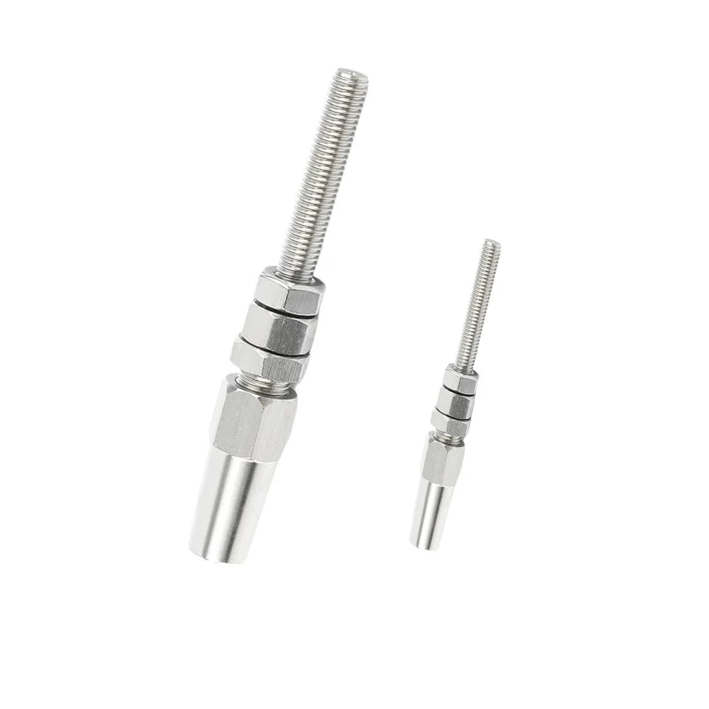 OEM Zinc Plated Stainless Steel/Aluminium Invisible Cable Railing Tensioner Kit-Swage Threaded Stud Internal Hex 1/8" 3/16" Wire