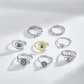 925 Sterling Silver Aesthetic Trendy Eye Rings for Women Adjustable Open Ring with Cubic Zirconia for Weddings and Parties