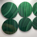 HQ Gems From 8mm to 40mm Green Natural Malachite Sheet Stone Round Plate Disc Double Flat Cut Gemstones