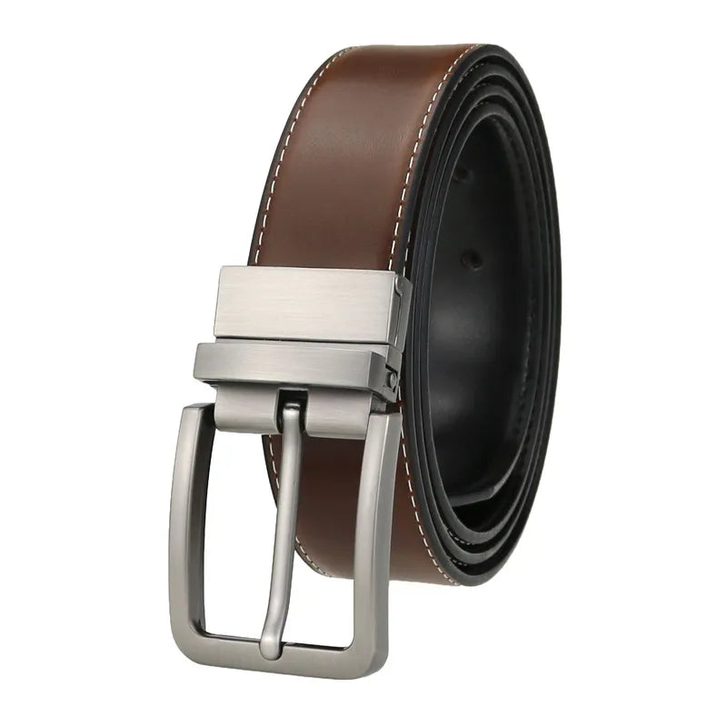 LQbelt New Fashion Men's Pin Buckle Belt Reversible Leather Belts for Male Rotating Wholesale OEM Factory