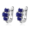 A3742 Exquisite Details Oval 5x7mm Diffusion Sapphire 925 Sterling Silver Dark Blue Natural Gemstone Chinese Jewelry Earrings