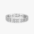 Ailmay Clear Zircon Braided Texture Rectangle Finger Ring for Women Authentic 925 Sterling Silver Simple Geometric Fine Jewelry