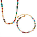 Fashionable New Colored Natural Stone Necklace Beaded Freshwater Pearls Niche Retro Temperament Necklace Bracelet Set