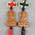 Trend Jujube Wood Carving Black Chinese Kwan Yin Buddha Statue Sculpture Car Decoration Pendant