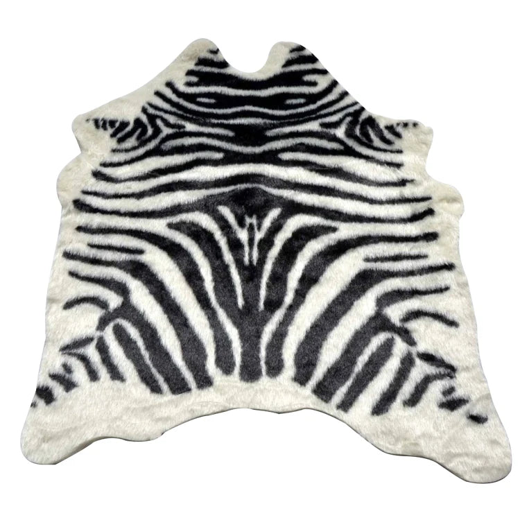 Customized Soft Fluffy Shaggy Hair Jacquard Animal Design Faux Fur Home Bedroom Living Room  Floor Rug with Suede Fabric Backing