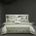 Modern Style Green Jacquard Bed Linen king Size 100% Cotton Quilt Cover Bedding Sets Wholesaler