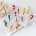 Colorful Pressed Flowers Earrings Transparent Dried Flower Drop Dangle Stainless Steel Earrings Boho Holiday Accessory