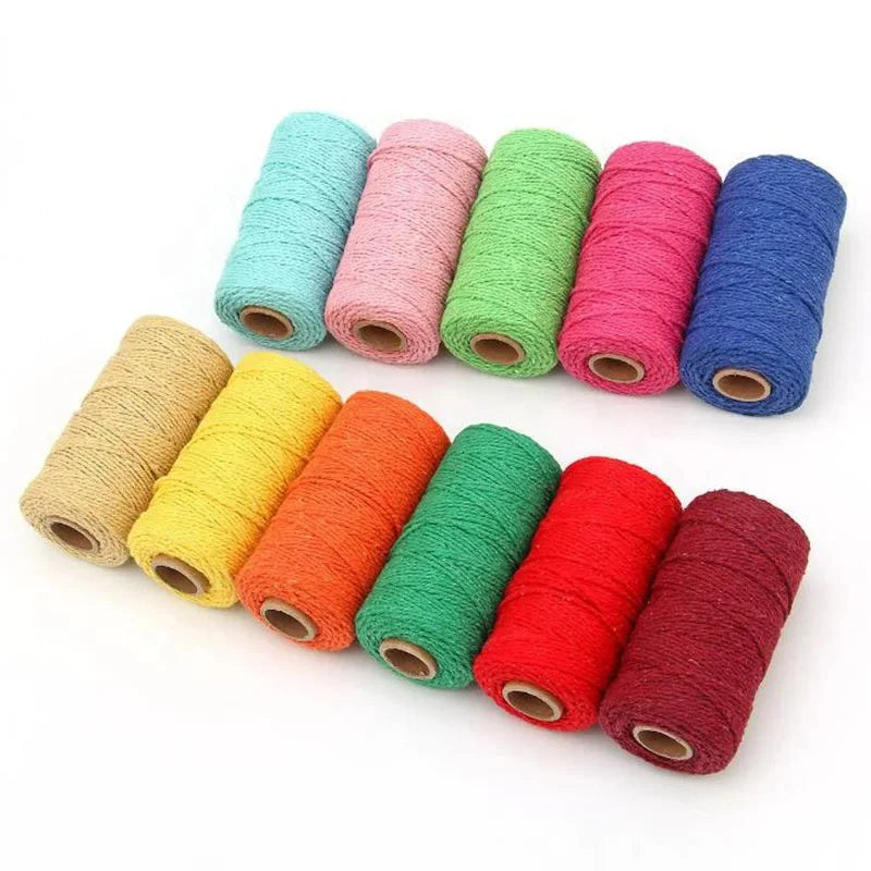Wholesale 3 Ply Twisted Rope 2mm 3mm Customized Color 100% Natural Thread Cotton Rope for Agricultural and Wall Decor