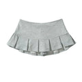 Hot Sweet Wide Pleat Decoration Light Grey Flounce a Line Skort New Women's Terry Fabric Low Waist Y2K Mini Skirt