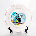 Custom Sublimation Plate Round Gold Rim Porcelain Dinner Plate Dish White Sublimation Blank Ceramic Plate for Heat Press
