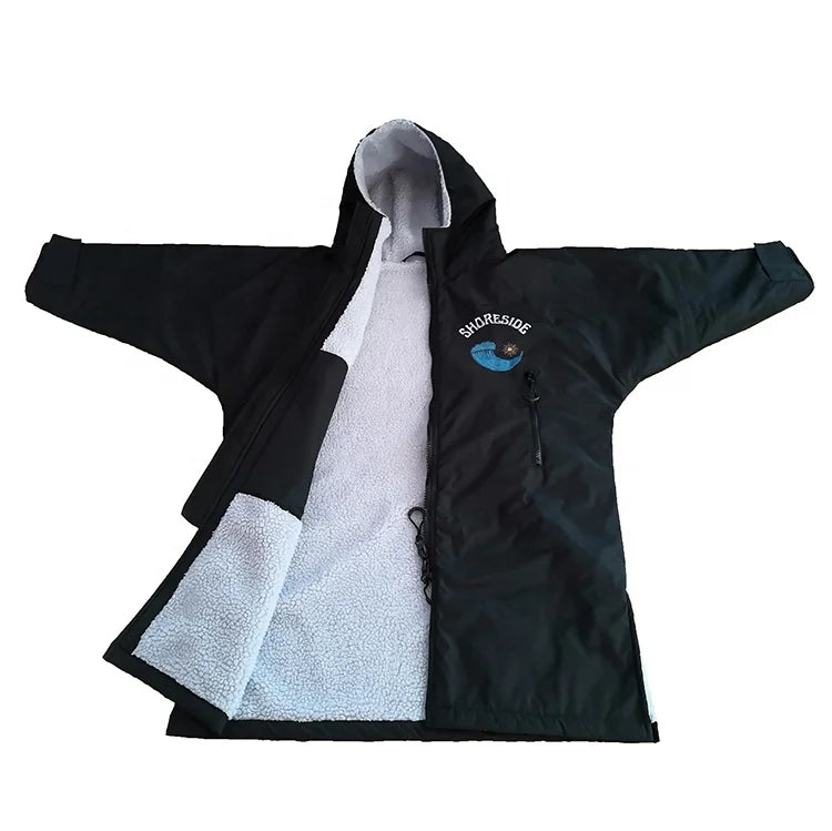 Manufacture Custom Beach Surf Swim Black Rose Red Waterproof Surfing Changing Poncho Robe Coat