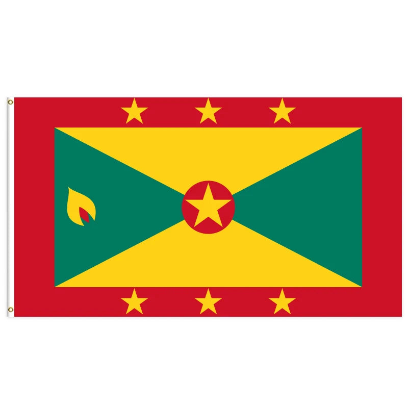3x5Ft Grenada Flag Polyester With Two Brass Grommets Single Layer Wall Hanging Outdoor and Indoor Decor