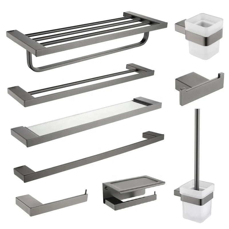 Hotel Gun Gray 304 Stainless Steel Bathroom Accessories Set