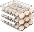OWNSWING Rolling Design Large Capacity Clear 3 Layer Egg Storage Fridge Drawer Organizer