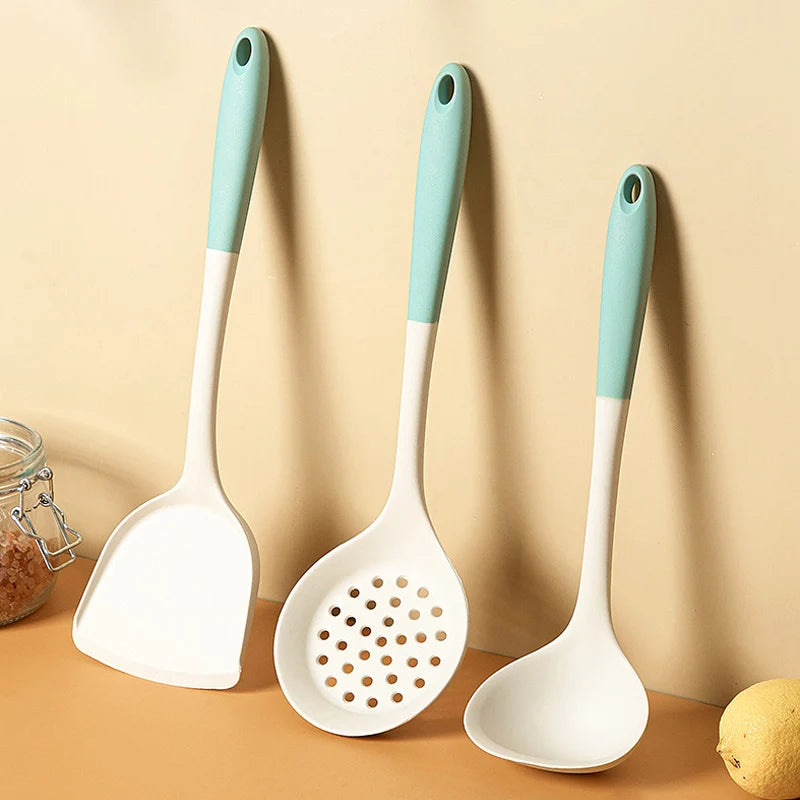 Nordic Style Design Eco-Friendly Kitchen Utensil Set Rice Ladle Spoon Colander Spatula-Silicone Cooking Tools for Home Kitchen