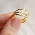 18K Gold Plated Stainless Steel Minimalist Finger Jewelry Three Stone 1.3mm Thin Band Three-piece Set Ring for Women