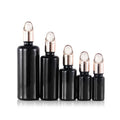 Luxury 10 15 30 ml 50ml 100 ml 200ml Empty Facial Serum Black Glass Dropper Bottles with Black Dropper Cap