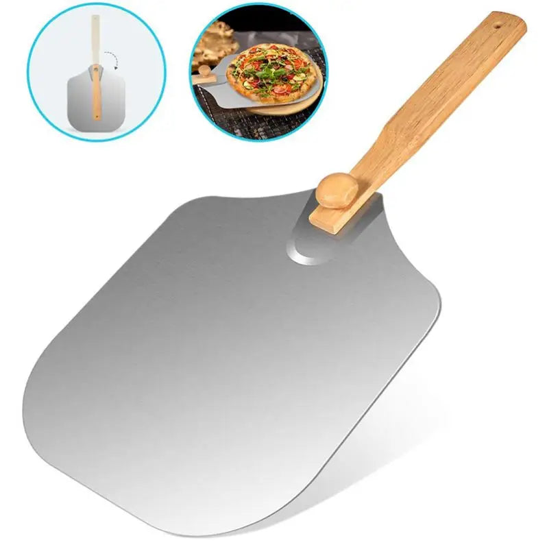 Household Baking Detachable Pizza Shovel Aluminum Metal Non Sticky Pizza Peel Paddle With Foldable Handles/