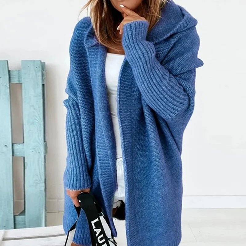 Comfortable Material Winter Clothes for Women Long Sleeve Knitted Hoodie Sweaters Cardigan