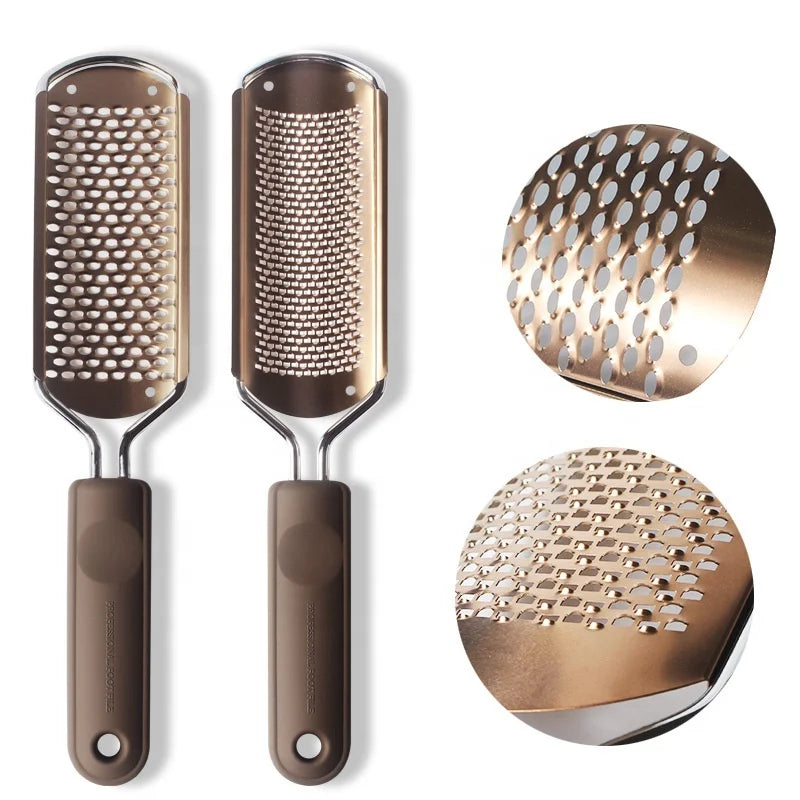 Gold Stainless Steel Pedicure Foot File Callus Remover With Replaceable Blade