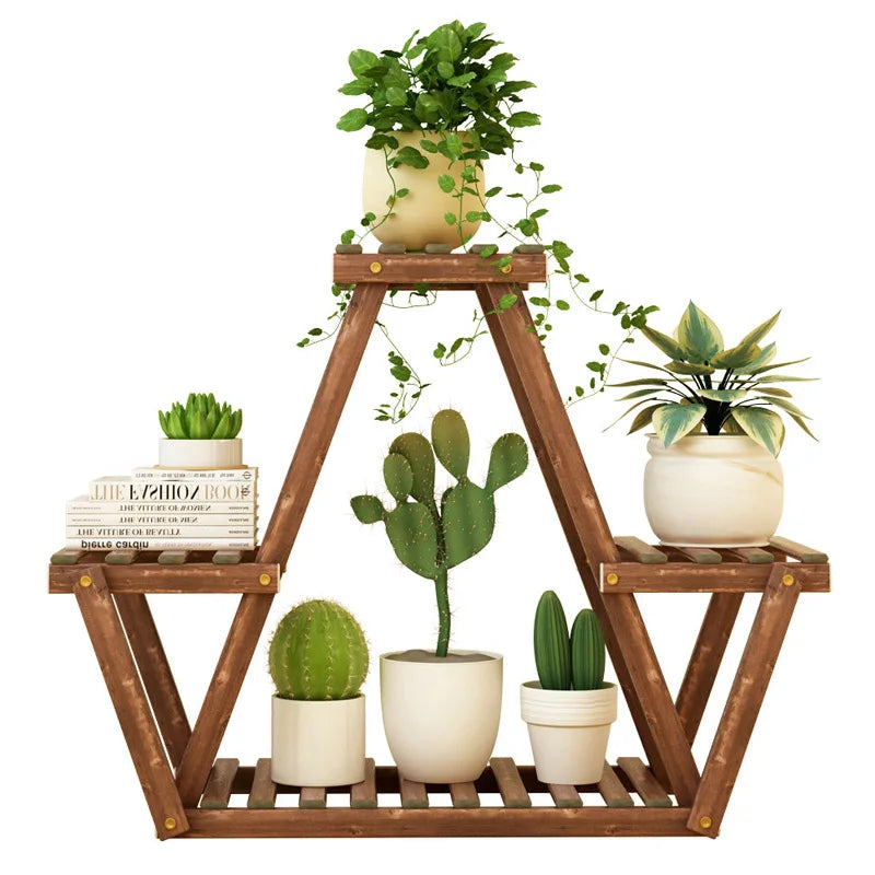 Wholesale Multi-layer Wood Eucalyptus Rack for Indoor Use Flower Pot Succulent Shelf for Home & Garden 3kg Assembly Balcony Rack