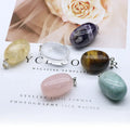 Huiying New Wholesale Assorted Fashion Mixed Color Natural Healing Crystal Charms Stones Pendants Oval Pendant for Jewelry Making Necklace jewelry