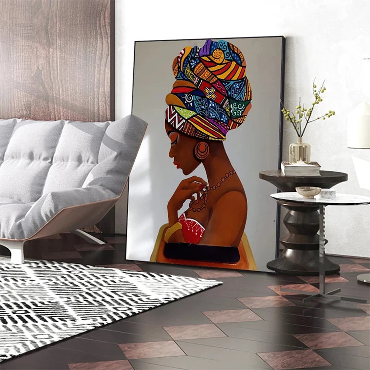 Abstract Figure Canvas Painting African Women Portrait Posters Prints Wall Art Picture for Living Room Home Decor