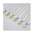 18K Gold Plated Stainless Steel Snake Bone Link Chain Necklaces Natural Shell Square Shape Initial Letter Pendant Necklace