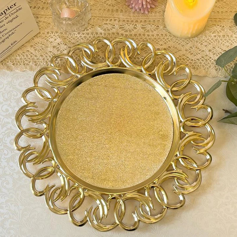 Gold Plastic Modern Charger Plates 2024 New Luxury Reusable Charger Wedding Plate for Weddings Holiday or Party Table Decor