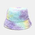 2021 Fashion Design Tie Dye Printed Winter Wear Thermal Women Fur Bucket Hat