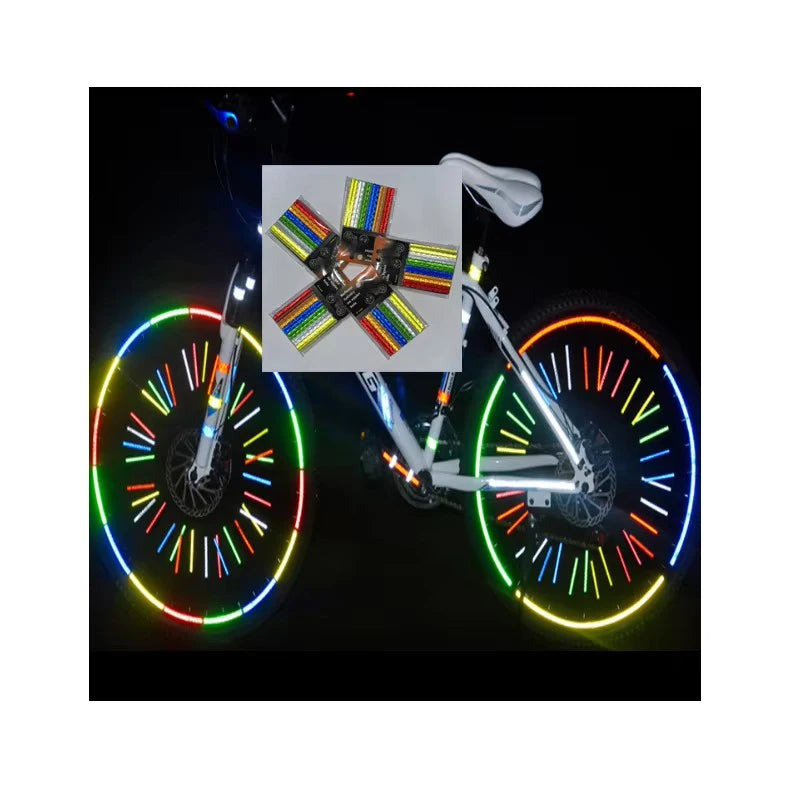 Hi Vis 75mm Silver Colors Reflective Pvc Stripes Bike Spoke Cover Mount Clip Tube Road Security Cycling Bicycle Wheel Reflector