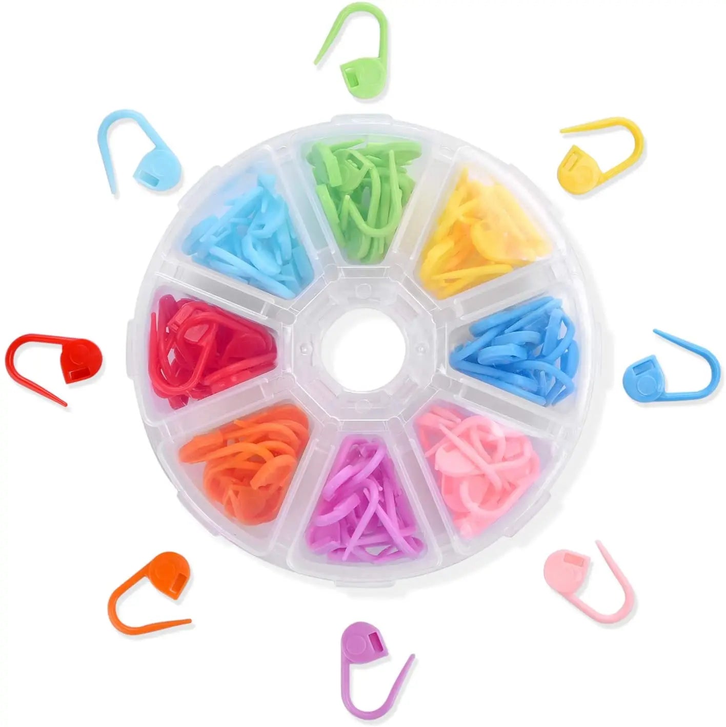 104 Pieces  8 Colors  Knitting Crochet Locking Stitch Markers Plastic Stitch Needle Clip Counter