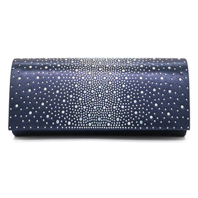 Luxury Crystal Evening Clutch Bag Flap Rhinestone Decorations Polyester Material Diamond Lattice Pattern 24x6x11cm Size for