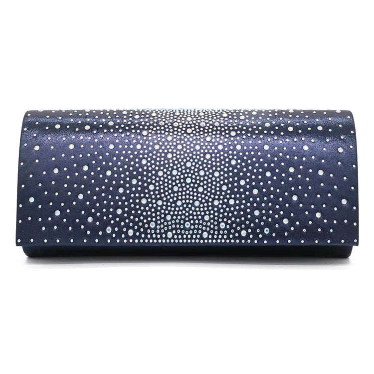 Luxury Crystal Evening Clutch Bag Flap Rhinestone Decorations Polyester Material Diamond Lattice Pattern 24x6x11cm Size for