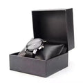 Custom Black Leather Watch Box with Single Display Cardboard Roll Packaging for Men's Watches Featuring Custom Logo
